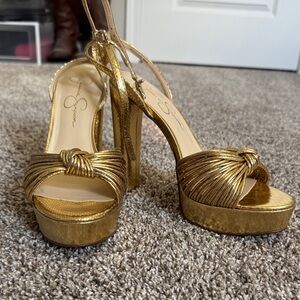 Jessica Simpson Shimmering Gold Heels